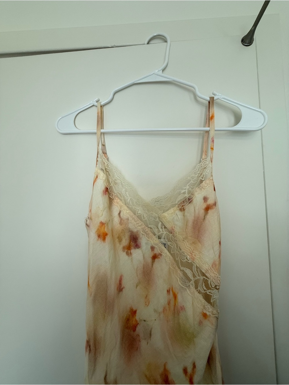 Princess Polly Cream Maxi Slip Dress with Orange & Pink Watercolor Print